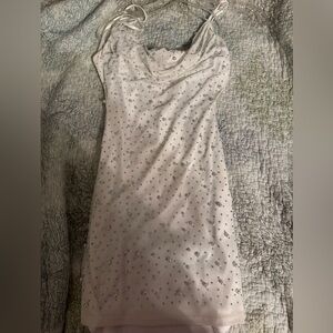 Windsor White and Silver Embellished Prom Dress